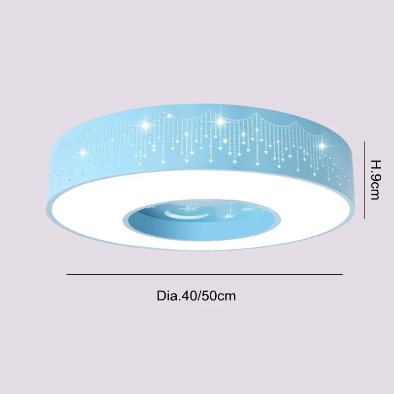 Luces de techo LED simples modernas para habitación de niños, vestíbulo redondo de luna y estrella, lámpara montada en rosa y azul, accesorio de iluminación LED para bebés