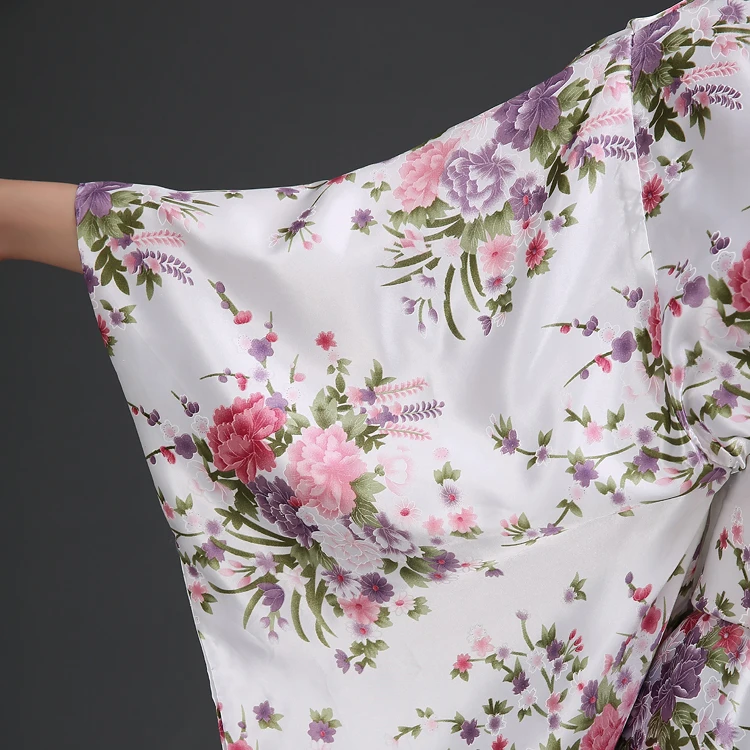 Белое винтажное японское женское кимоно Yukata Haori с Obi вечернее платье костюм для