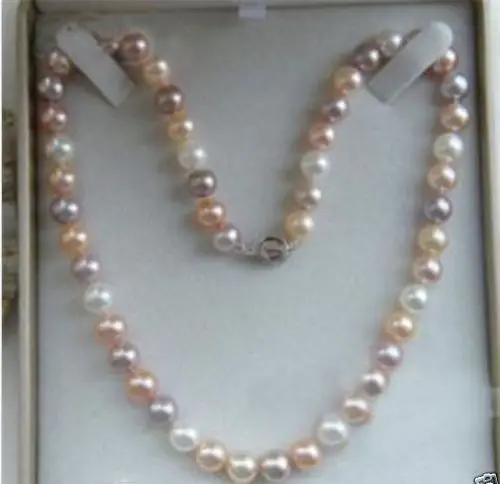 Мода Очаровательная 7-8 мм Многоцветный Пресной воды Жемчужное Ожерелье 18&quot |