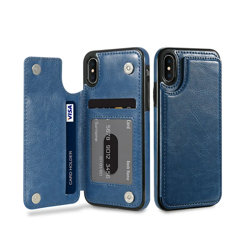 KISSCASE роскошный Флип кожаный бумажник чехол для iPhone 7 Coque отделения для карт мобильный телефон сумки чехол для iPhone 7, 7plus 7 Plus Fundas - Цвет: Blue