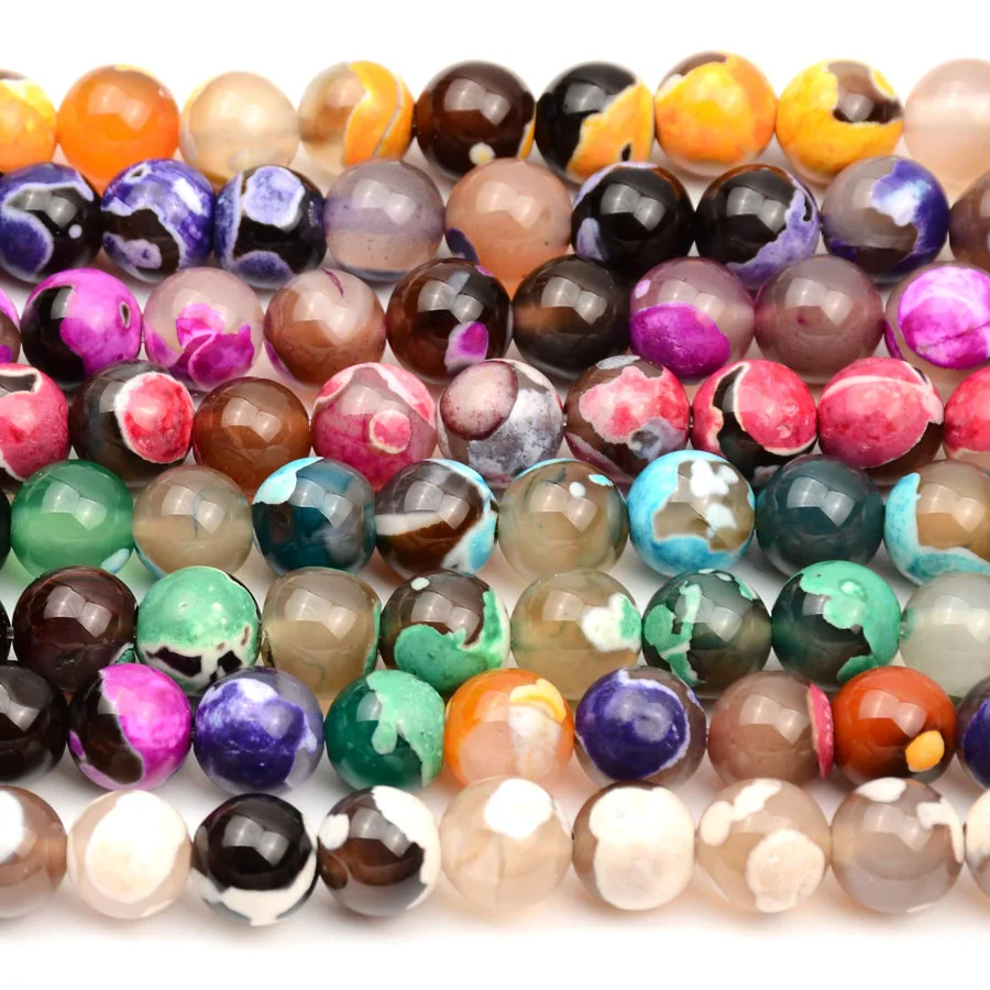 Бусы из камня Агата в полоску круглые бусины россыпью с отверстием для