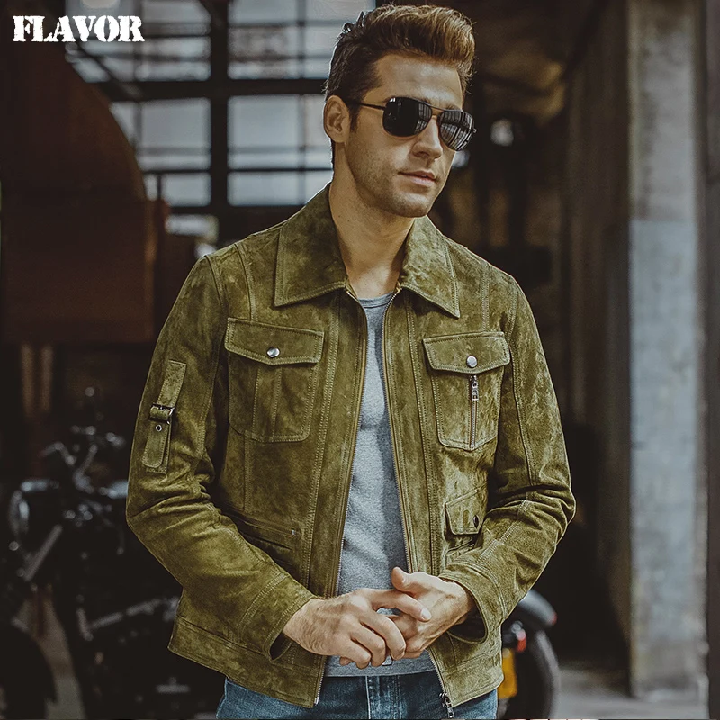 Kожаная куртка мужская джинсовое пальто из свиной шкуры натуральной кожи кожаный