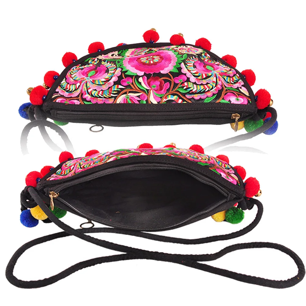 Для женщин помпоном плеча Курьерские сумки Этническая Богемия Crossbody Сумка