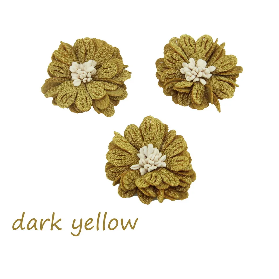 dark yellow 4,5 см 12 шт./пакет искусственный цветок ремесло ткани на платформе с цветочным принтом повязка на голову, для самостоятельного изготовления букет невесты украшения - Цвет: dark yellow