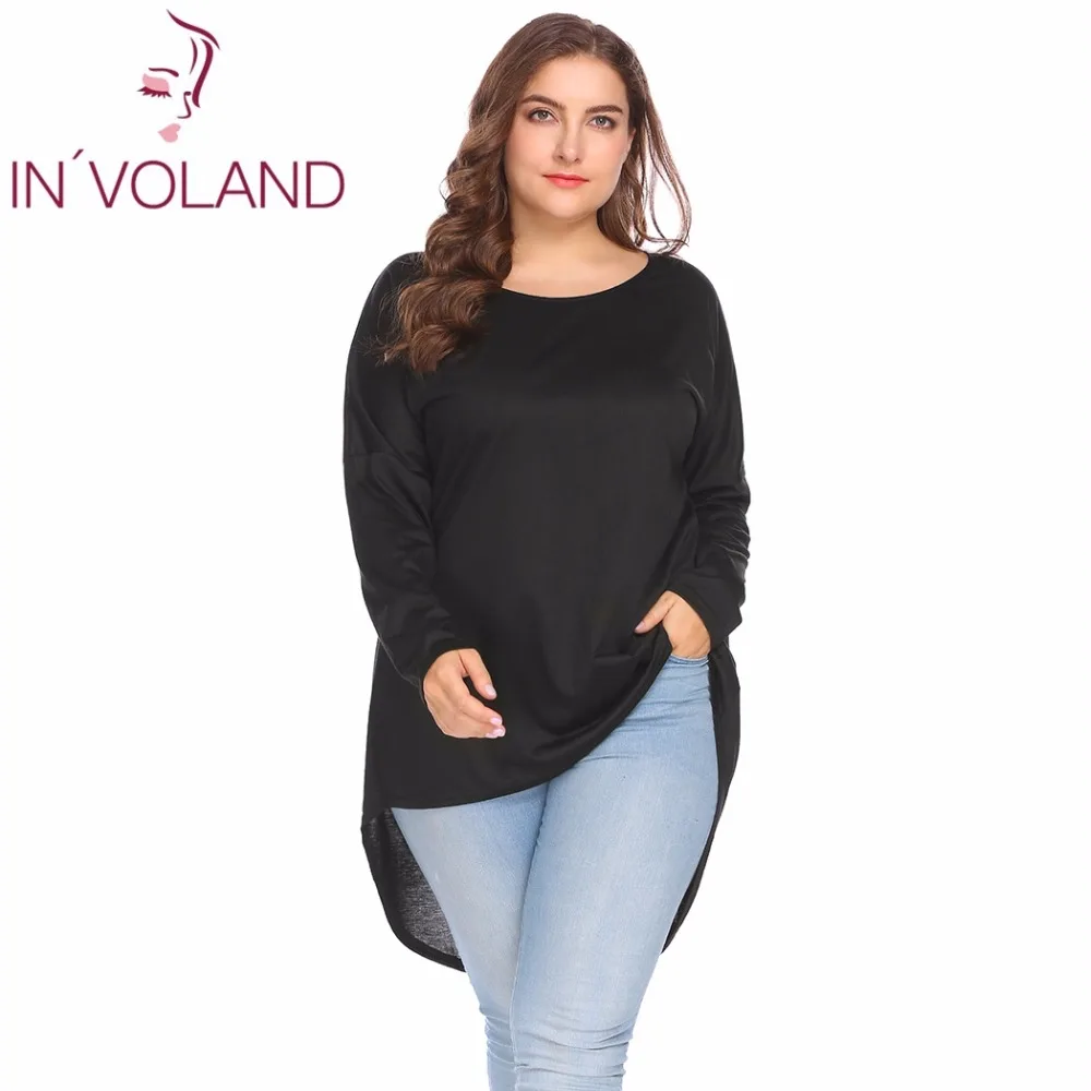 Женская футболка IN'VOLAND большие размеры 4XL с рукавом летучая мышь однотонные