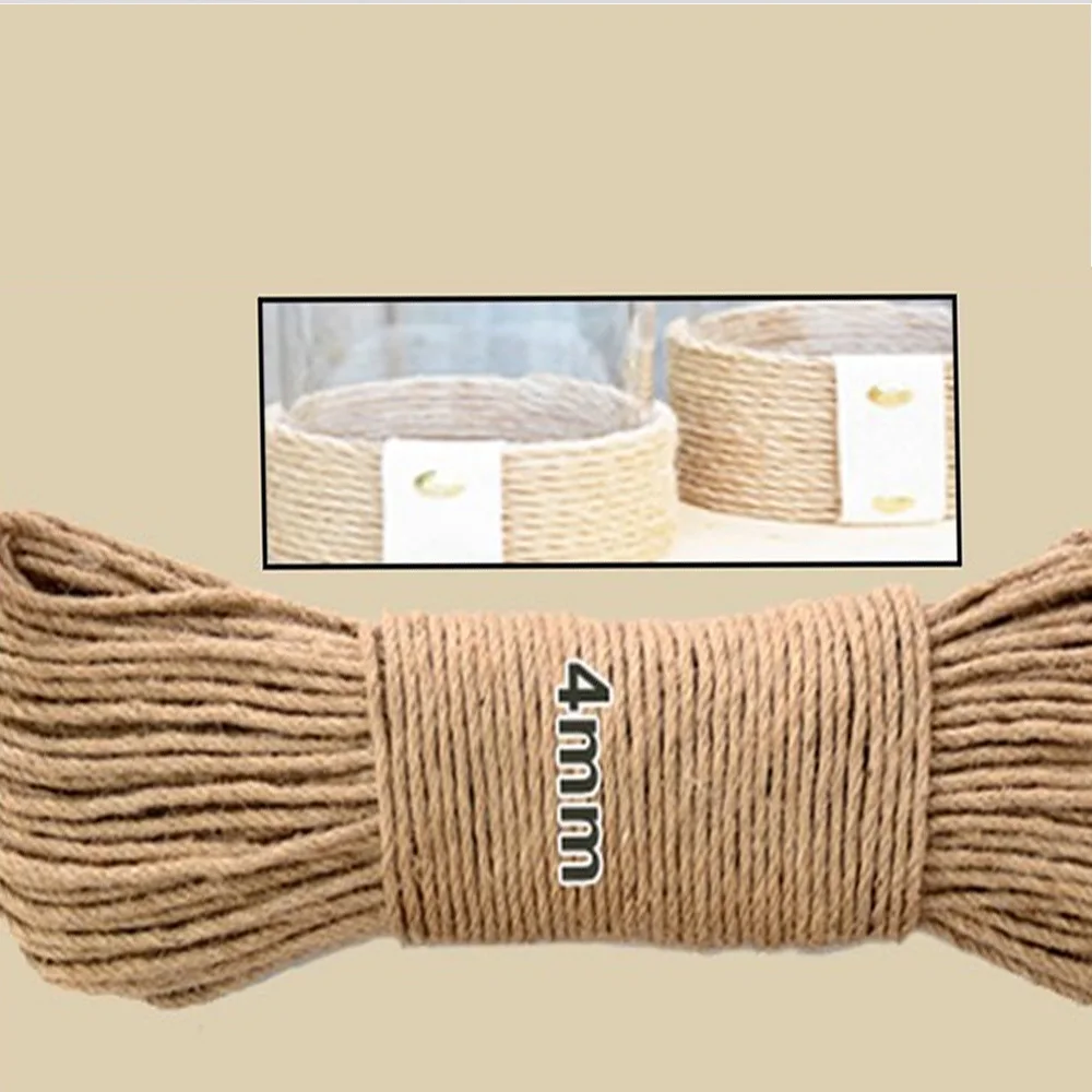 Оптовая продажа 32 м/лот ширина 4 мм потертый шик натуральный джутовый шпагат