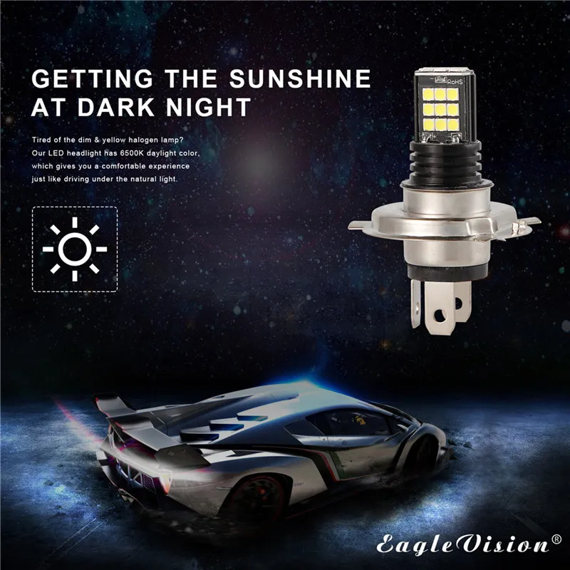 WUPP светодиодный подвесной светильник 2 шт. H4 9003 3030 24 SMD автомобильный