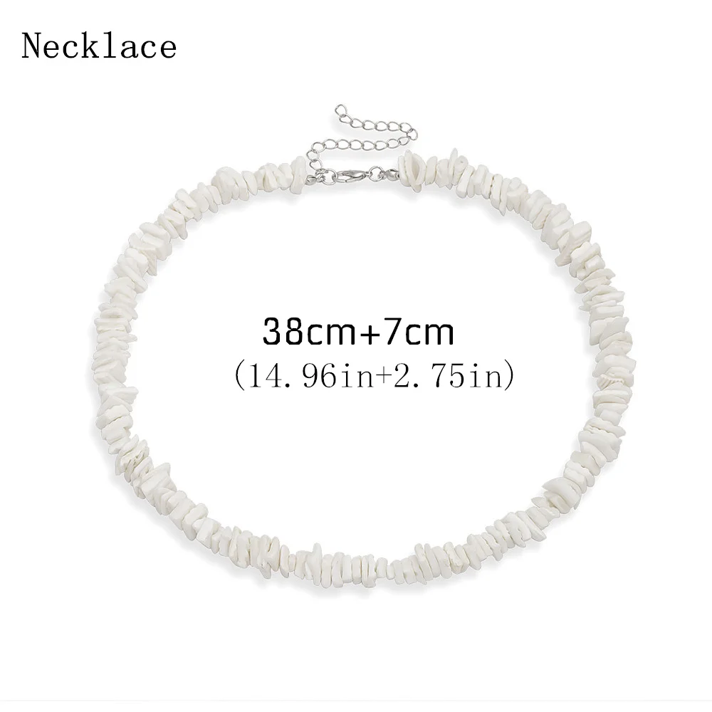 Necklace Bohemian Hawaii Puka White Clam Chips Shell Necklace Irregular Chips Seashell Choker Necklace Summer Beach Statement Jewelry - Metal Color: Necklace