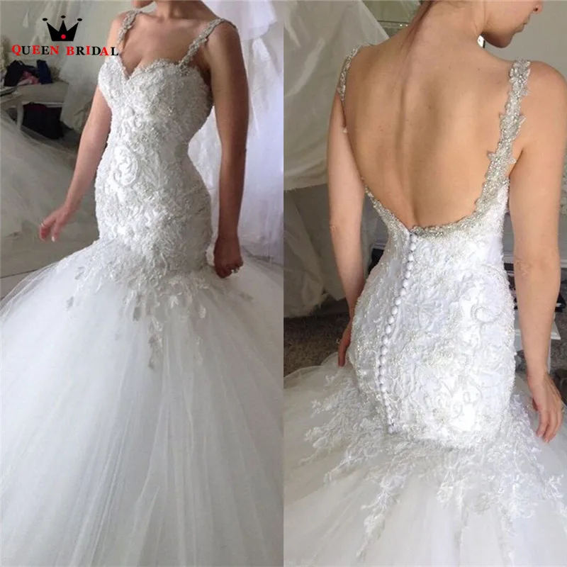 

Custom Made Mermaid Backless Beaded Lace Sexy Luxury Bride Wedding Dresses Wedding Gown 2022 New Vestidos De Novia WS20
