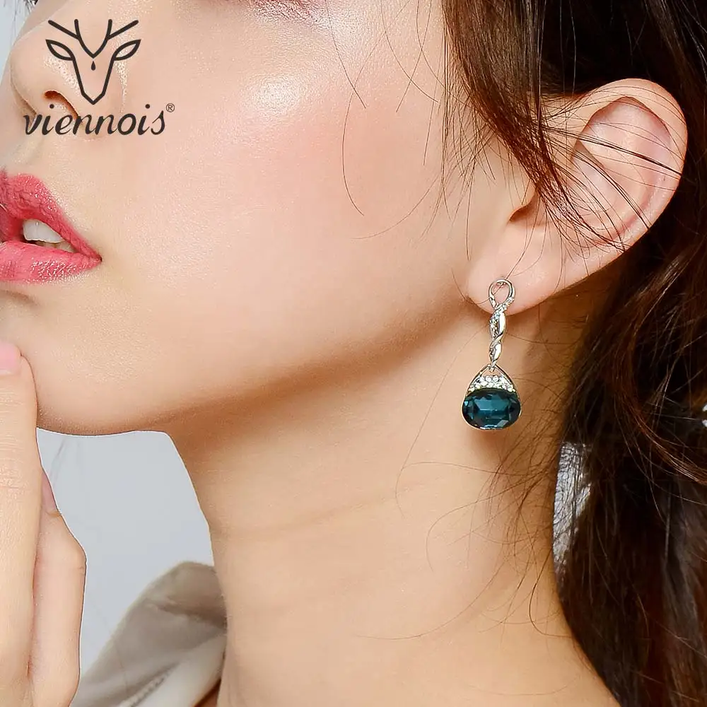 Viennois новые серьги-подвески серебряные цветные геометрические классические синяя кристаллическая серьга для женщин ювелирные изделия