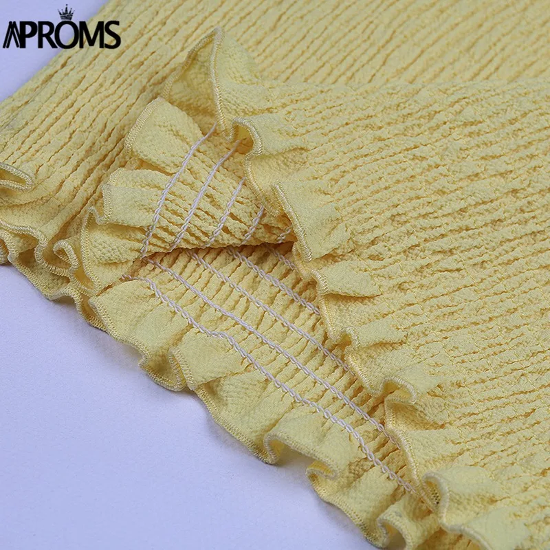 Aproms одноцветное галстук-бабочку шифон Топики женские уличная Топ Для женщин Мода Ruched Pleated Crop Top Sexy Бюстье Футболки для девочек Feamle Безрукавки для женщин