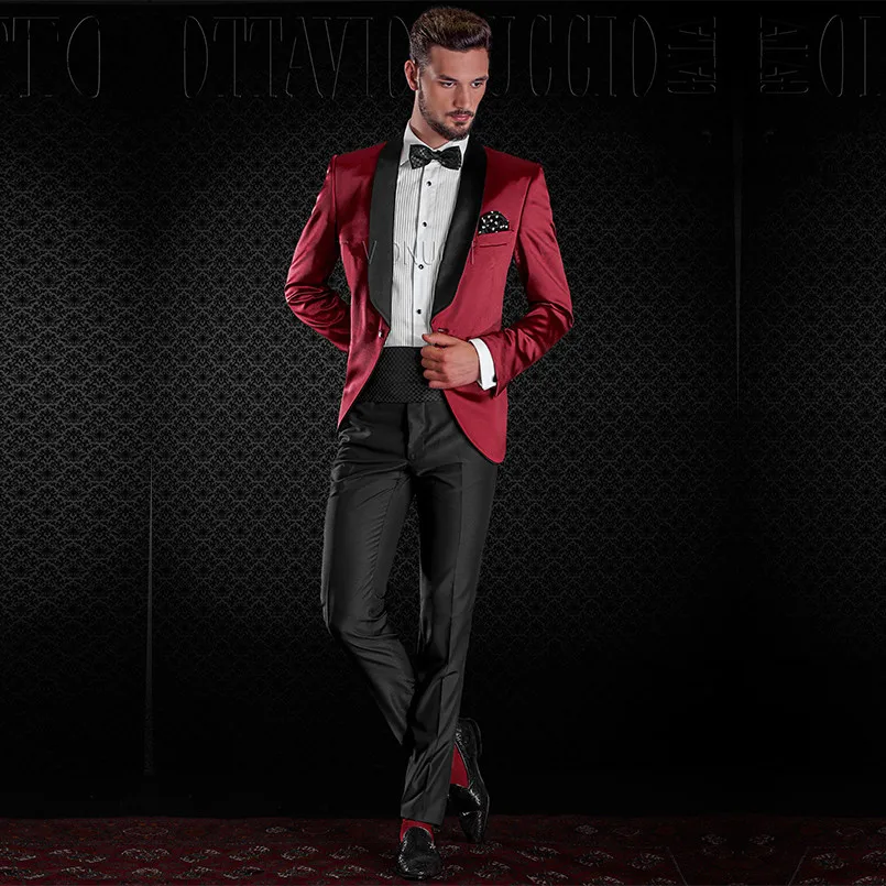 New Mens Wedding Suits High Quality Green Royal Blue Wine Red Groom Tuxedo Formal Party | Мужская одежда