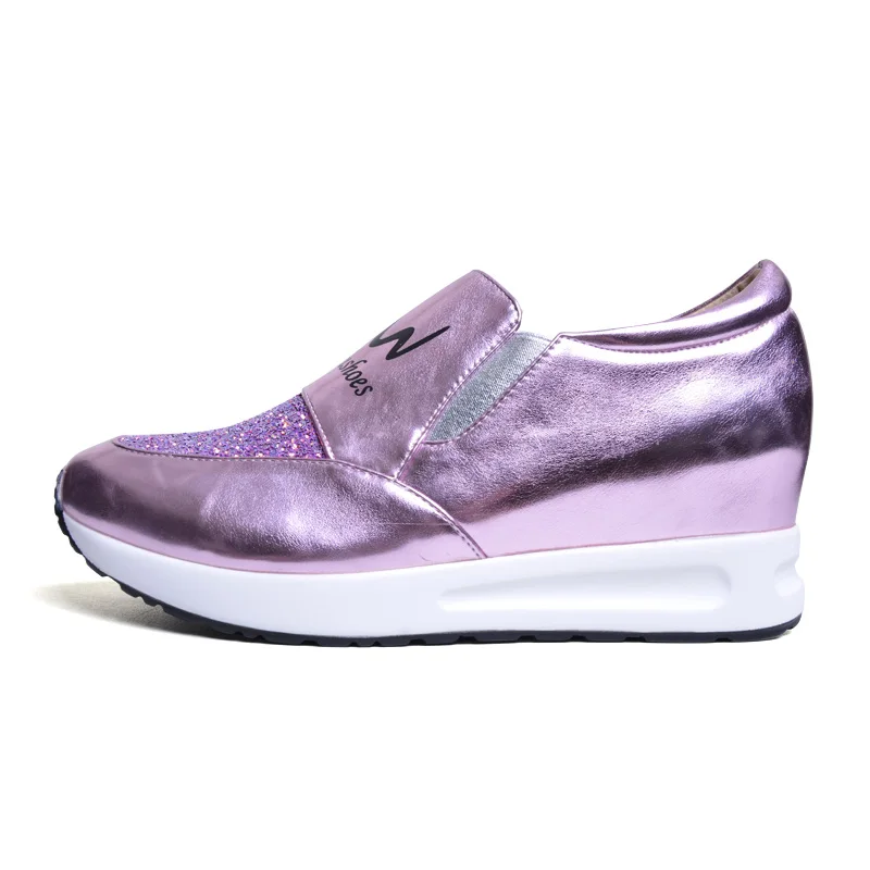 Tangnest/Золотистая женская обувь увеличивающая рост Модные женские лоферы на