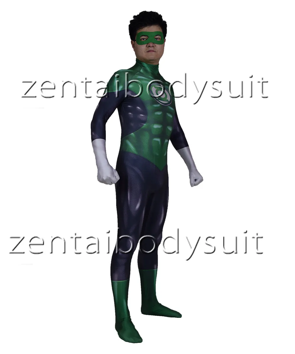 3D печать Косплей Moive спандекс кожа Zentai боди супергерой Зеленый Фонарь Бесплатная