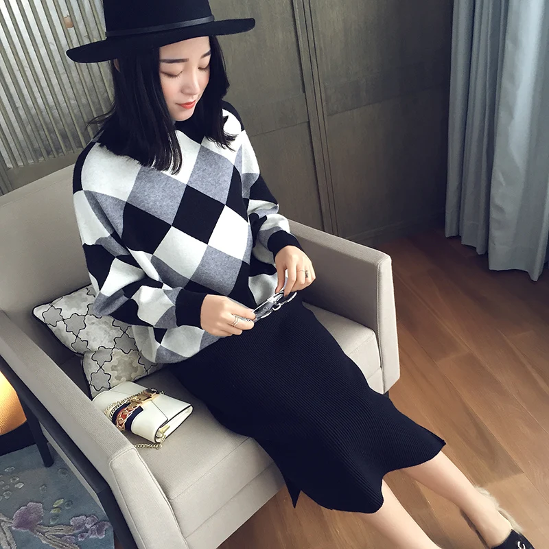 Свитера водолазка длинный рукав обычный пуловер летучая мышь геометрические