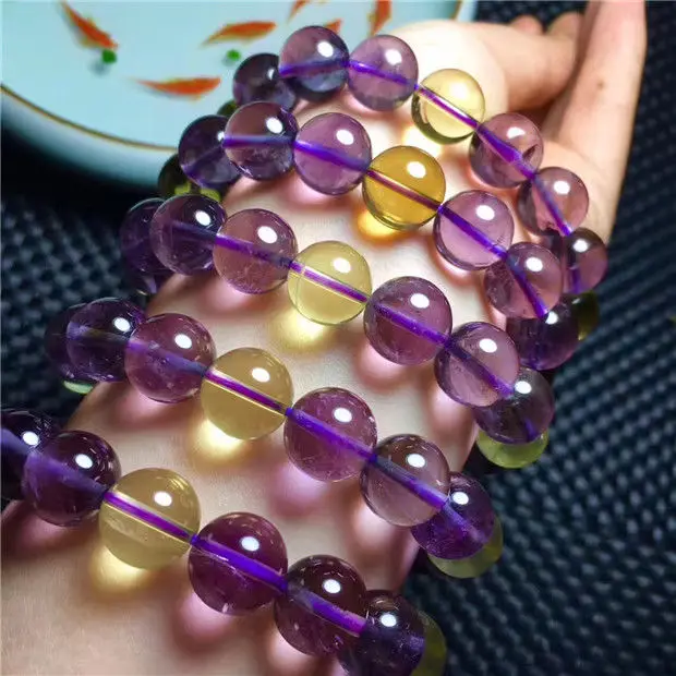 Free Shipping Natural Amethyst Citrine Quartz Crystal Round Beads Bracelet 12-11.3mm AAA | Украшения и аксессуары