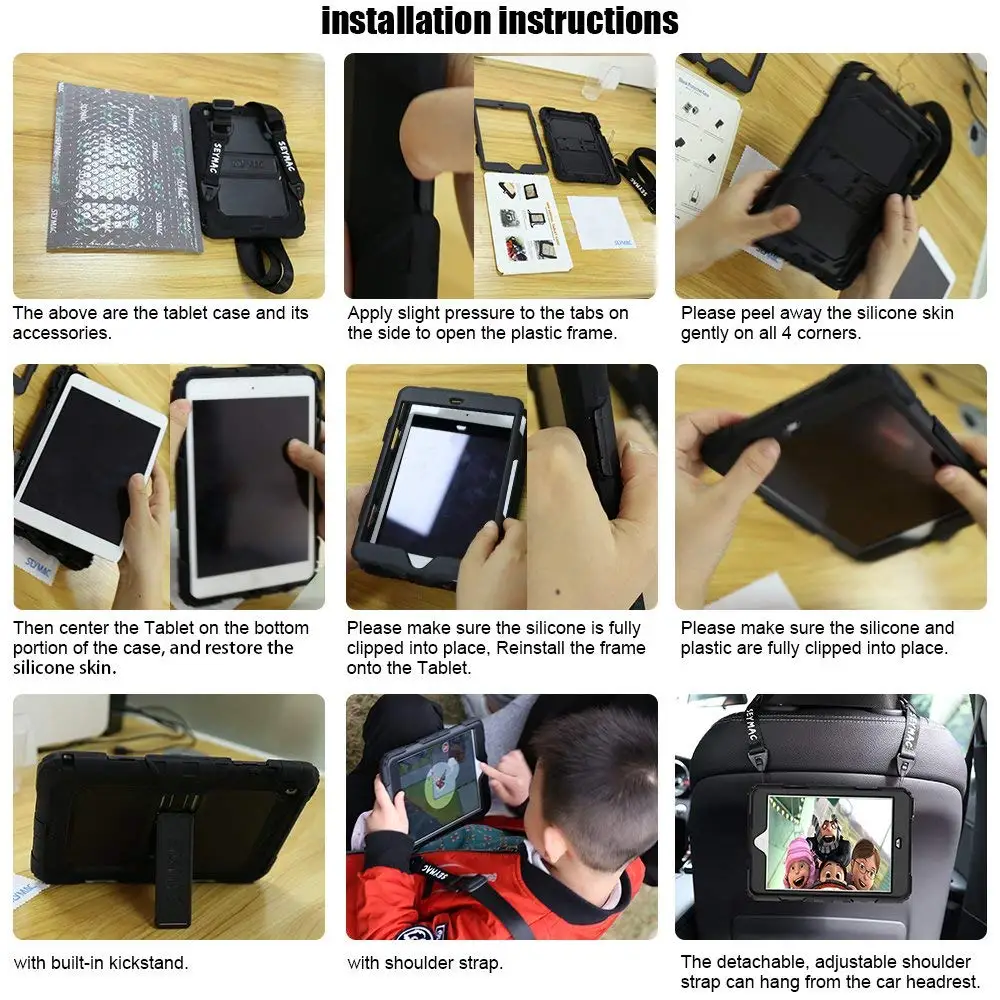 Для Coque iPad Air 2 чехол 3 слоя сверхпрочный Прочный противоударный силиконовый ремешок чехол-подставка для iPad Air 2 9,7 чехол
