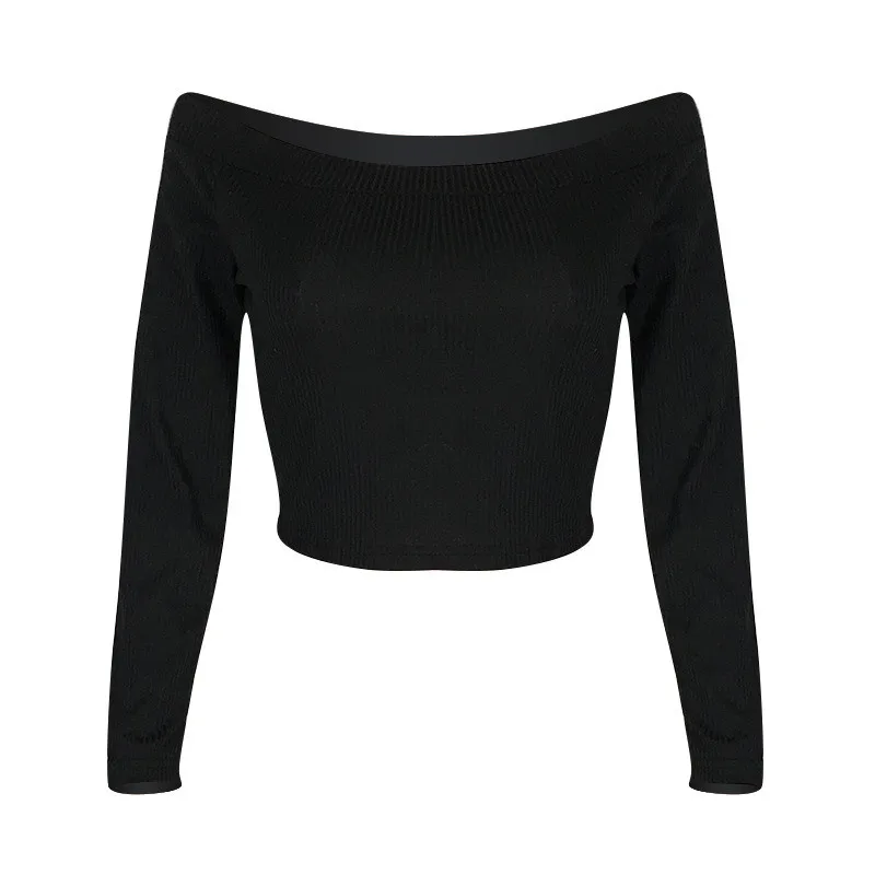 yashangyi Autumn Spring Women T Shirt Tops 2018 Sexy Off Shoulder T-Shirts Long Sleeve Harajuku Short TShirts Polera 3XL | Женская