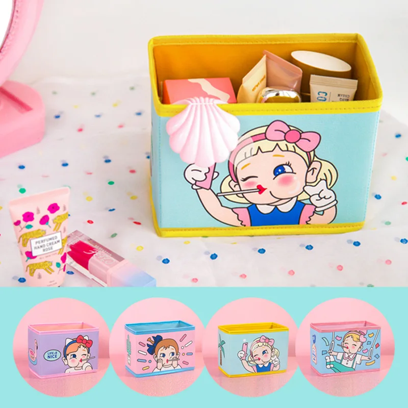 Милые Kawaii Ручки держатели канцелярские PU Карандаш Органайзер настольный набор аксессуаров офисный школьный Квадратный Контейнер Настольный ящик для хранения