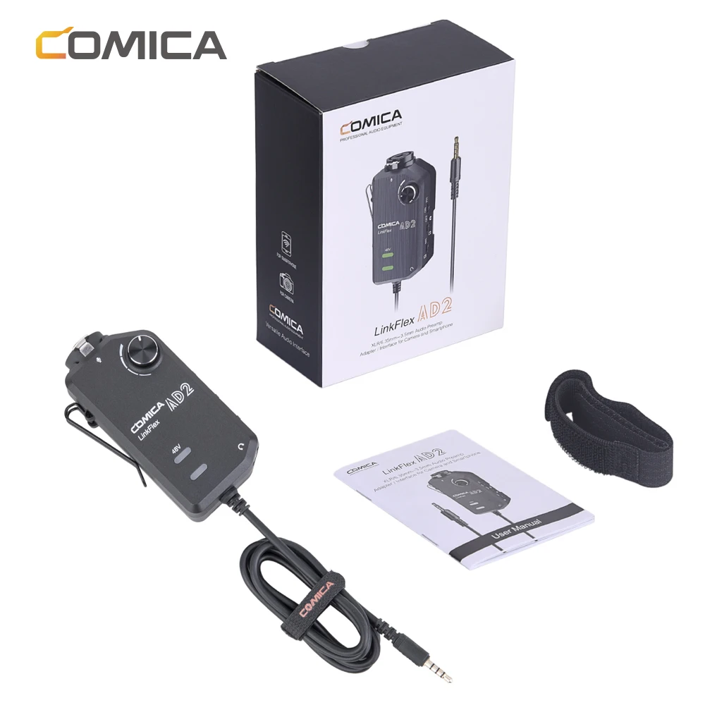 COMICA LinkFlex AD2 XLR/6 35 мм до 3 5 аудио предусилитель адаптер с фантомным питанием для
