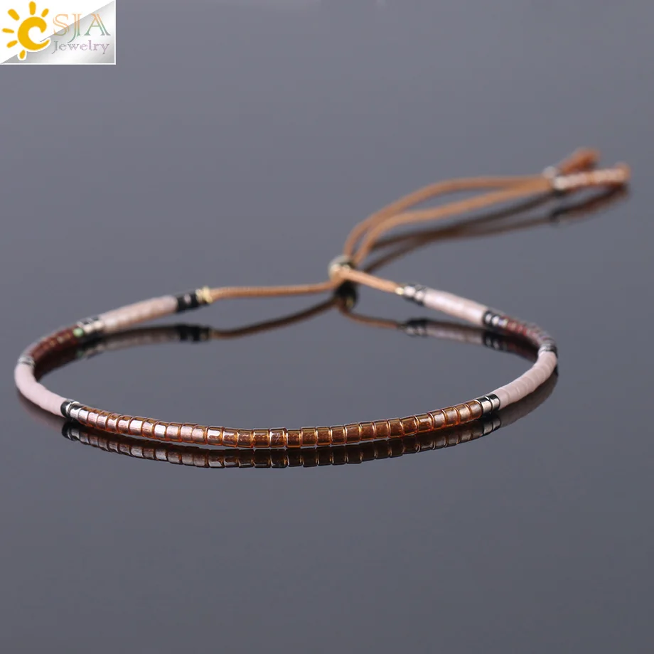 CSJA Pulseira Feminina Романтический браслет из бисера Miyuki Delica богемные очаровательные