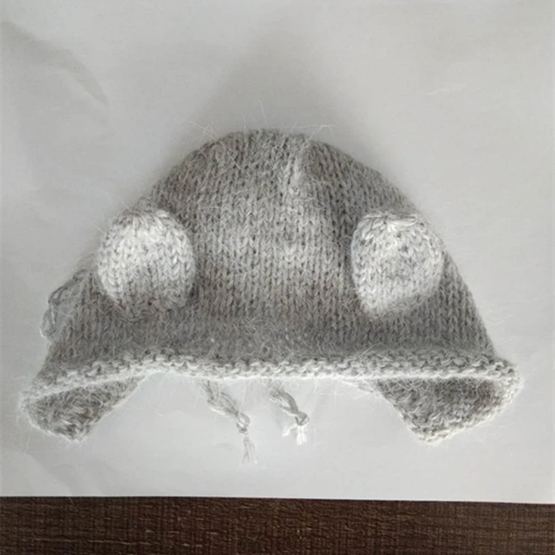 Шапочка для новорожденных вязаная пушистая с ушками | Детская одежда и обувь