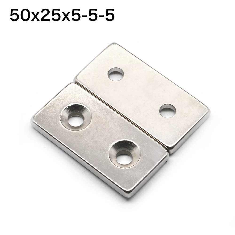 

1 шт. f50x25x5 мм отверстие 5 мм сильный N35 редкоземельный постоянный неодимовый магнит NdFeB 50*25*5-5 мм