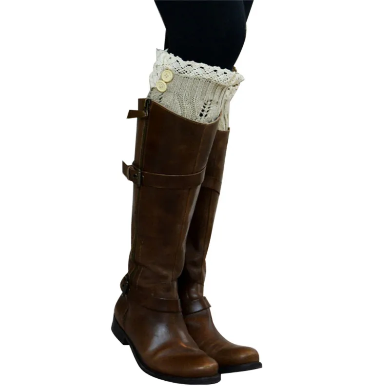 

Drop shipping Girl 's Crochet Knitted Lace Trim Toppers Leg Warmers Beautiful Socks Boot Cuffs Girl Lace Socks 2018 Winter