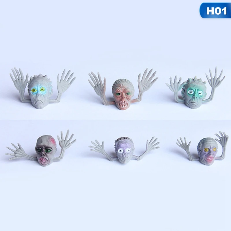6Pcs Grey Random 6 шт./лот Новинка pvc призрак пальчиковая кукла для рассказывать истории Хэллоуина веселые игрушки фигурку игрушка Детский подарок случайный Стиль - Цвет: 6Pcs Grey Random