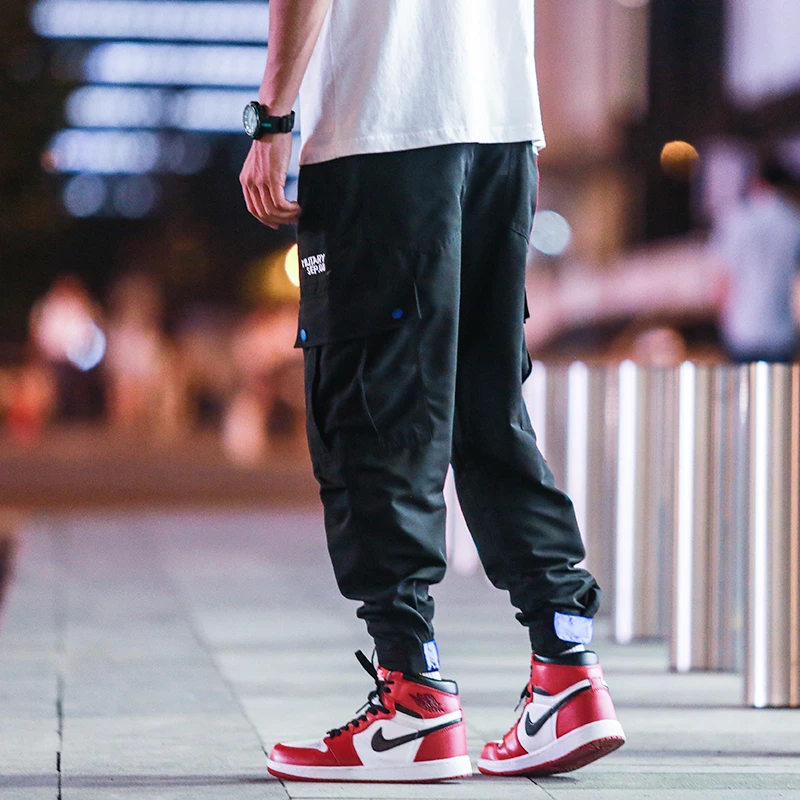 YASUGUOJI New 2019 spring korean fashion men streetwear pants cargo loose harem ankle banded | Мужская одежда