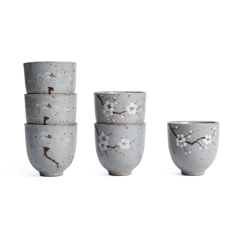 80 мл винтажная грубая керамика Ge печи сливы чайный набор китайского кунг фу чашка