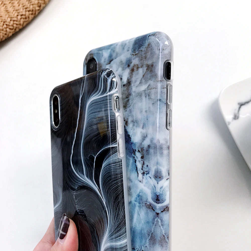 For iPhone 8 Case Luxury Marble Patterned Slim Fit TPU Cover for 7 Plus X Xr Anti-Scratch Anti-Finger Mobile Phone Shell |