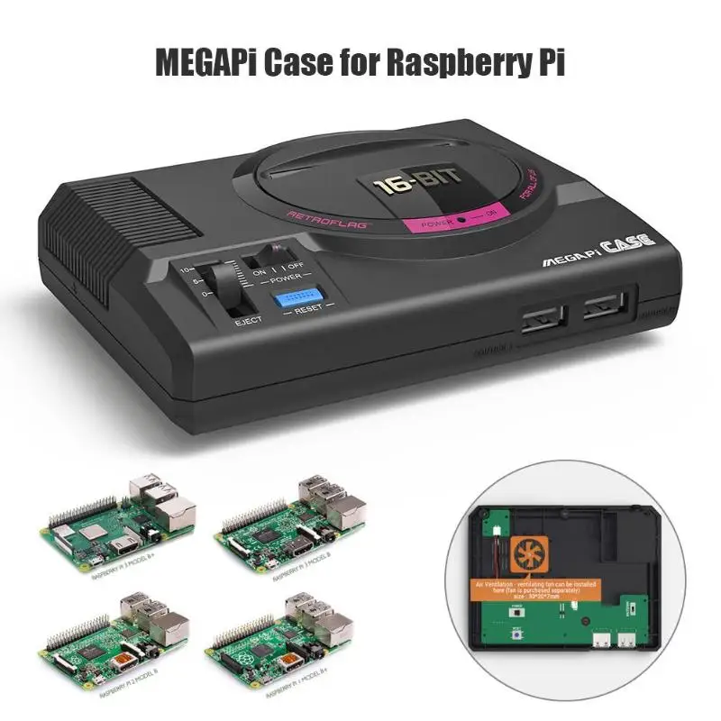 Чехол ALLOYSEED Retroflag MEGAPi с функциональной кнопкой выключения питания для Raspberry Pi 3 B +