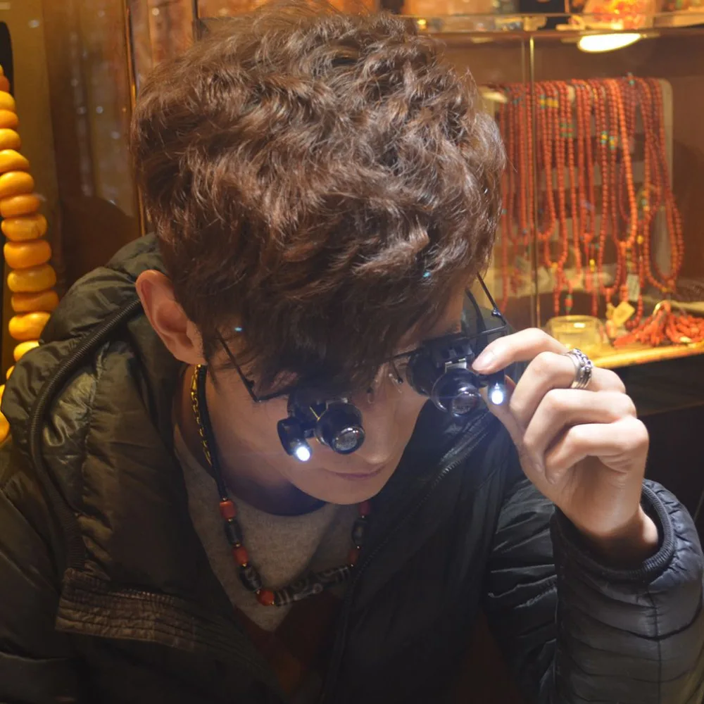 Очки Лупа светодиодсветодиодный для ремонта ювелирных изделий и часов 9892A II|Лупы|