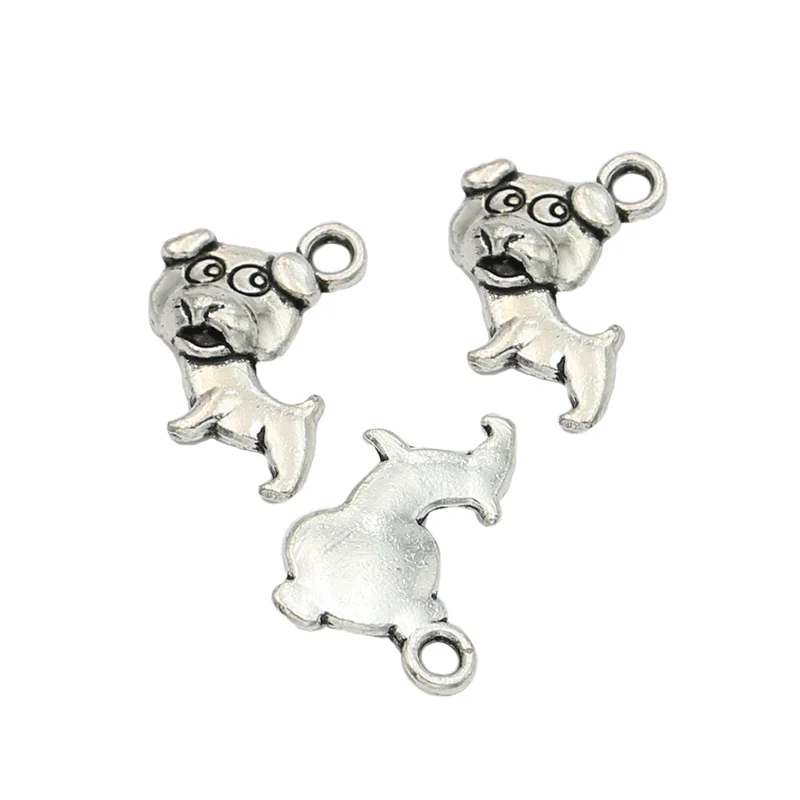 JAKONGO Antique Silver Plated Dog Charms Pendants for Jewelry Making Bracelet Findings Accessories DIY 16x12mm | Украшения и