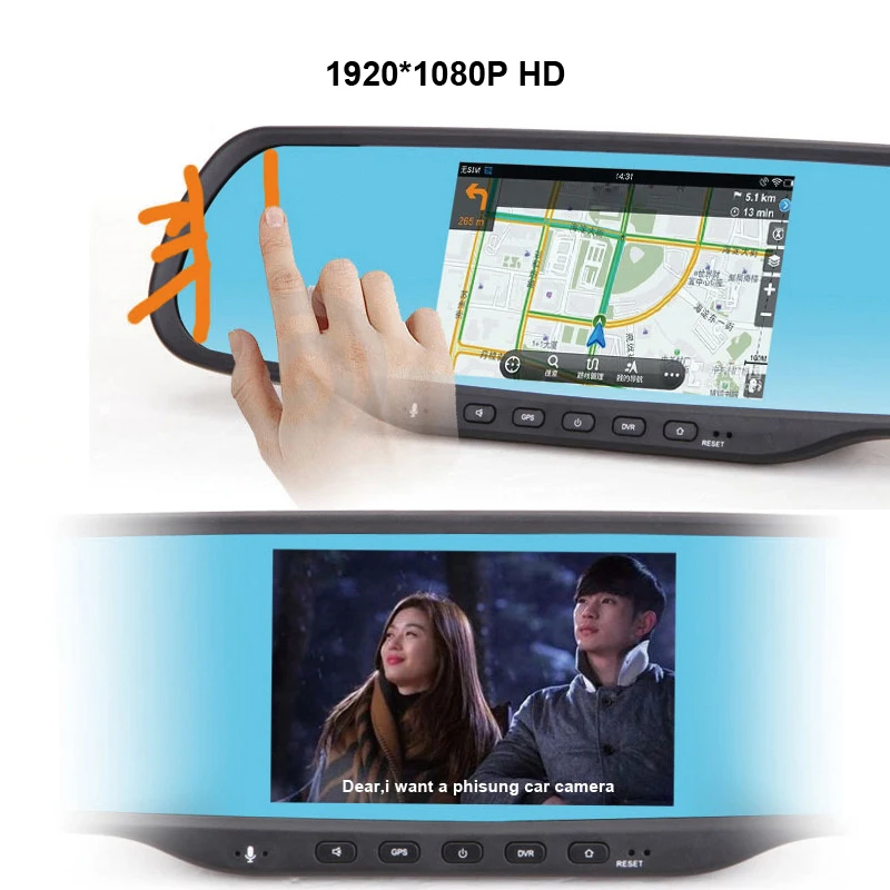 5 &quotСенсорный экран автомобиля Зеркало заднего вида с DVR и Камера Двойной
