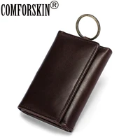 comforskin guaranteed cowhide vintage key wallets new arrivals three fold multi function coin purse high quality men key holder