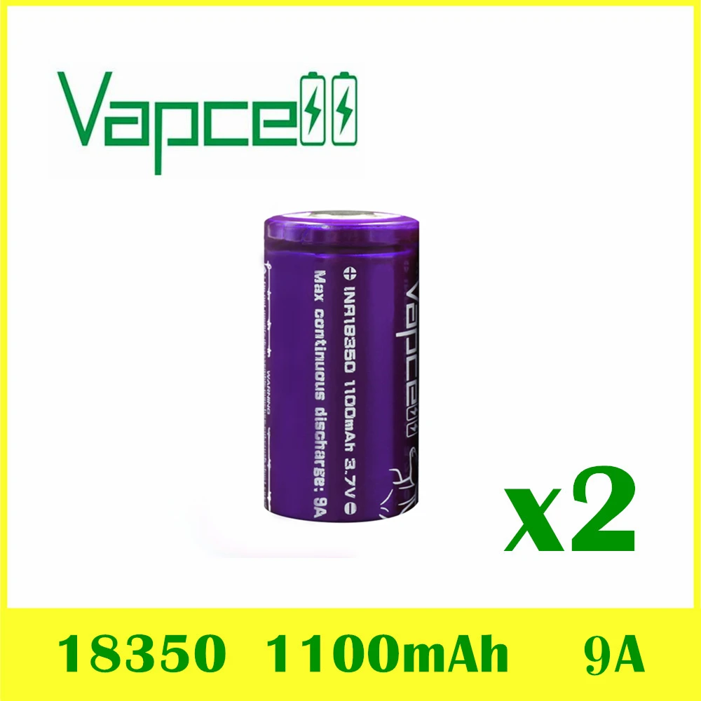 2 шт VAPCELL INR18350 1100mAh литиевая батарея 3 7 V перезаряжаемая Высокая мощность