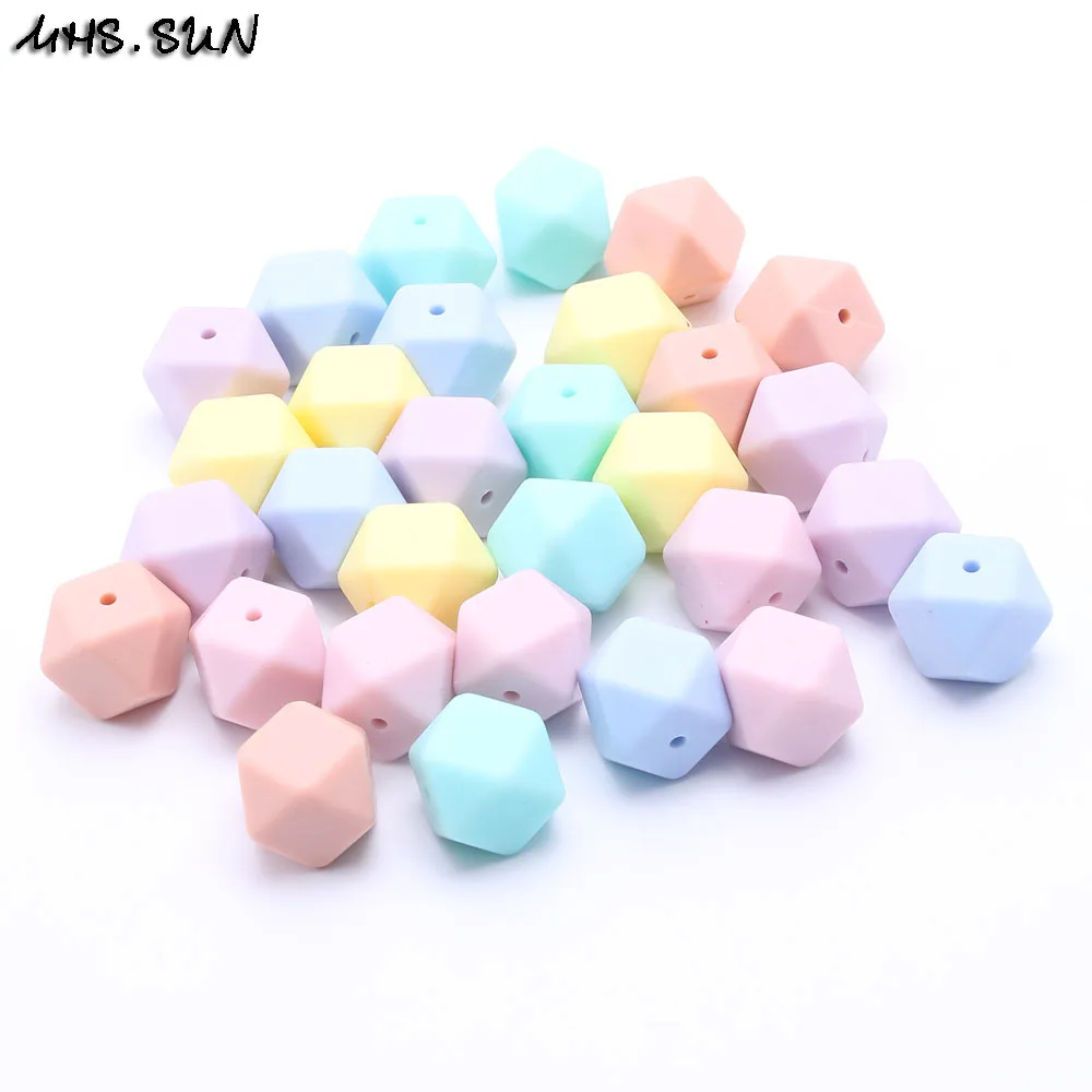 Candy Colors Mix MHS. SUN новейший пищевой силиконовый бисер шестигранник 14 мм мраморный узор силиконовые бусины-прорезыватели для детских прорезывателей ожерелье DIY - Цвет: Candy Colors Mix