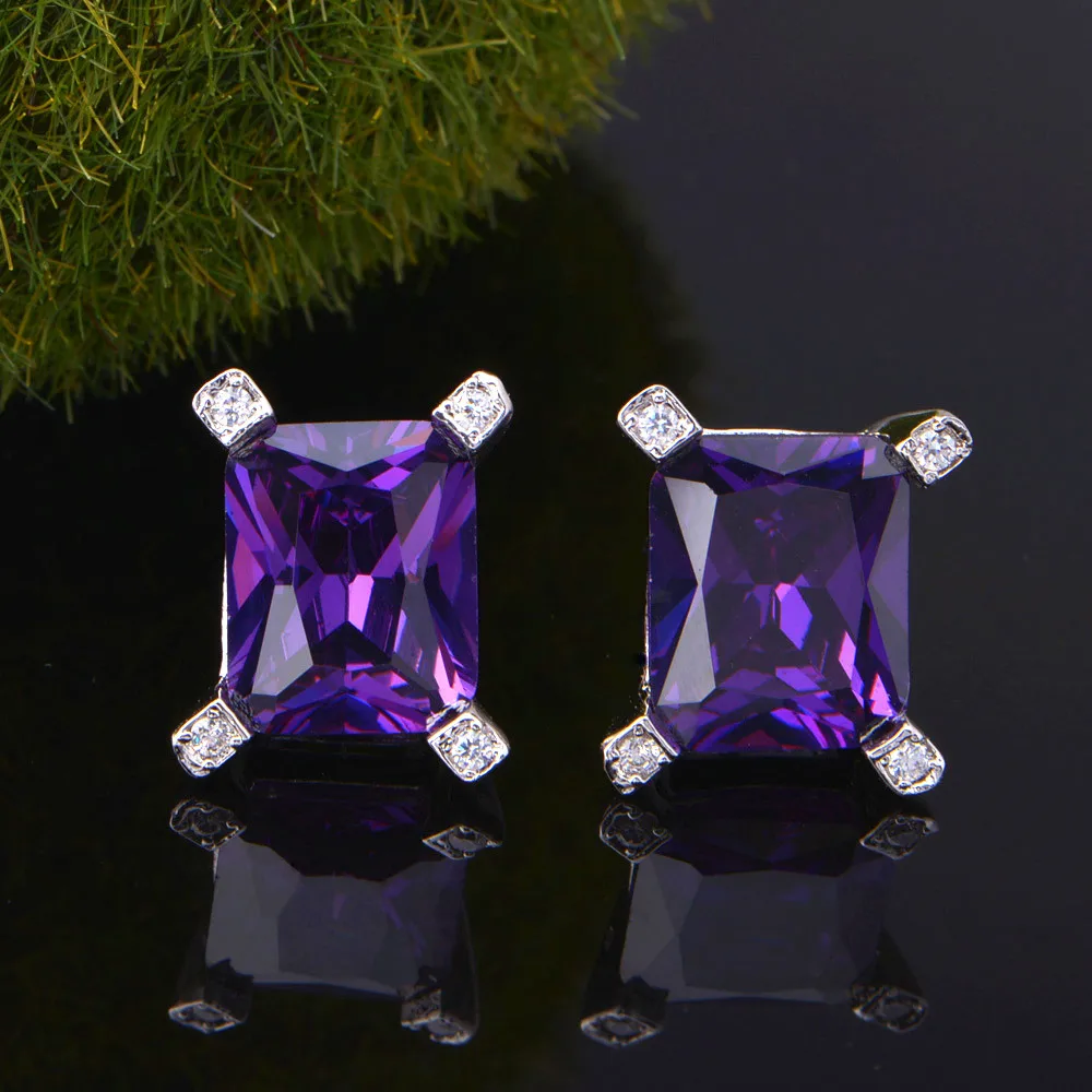 Almei Ювелирные Наборы Серебро Цвет Циркон Bijoux Черепаха Фиолетовый Камни Кристалл