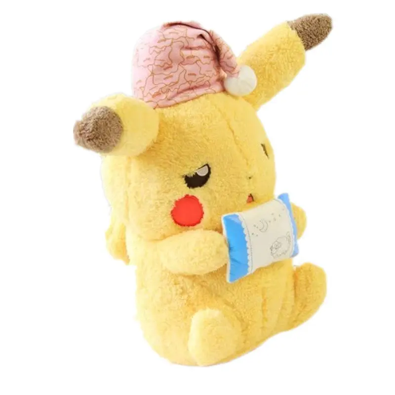 Kawaii Pikachu плюшевая аниме игрушка супер мягкая детская подушка для сна розовая шапка застенчивый сонный Пикачу Кукла игрушки для мальчиков и девочек игра кукла подарок