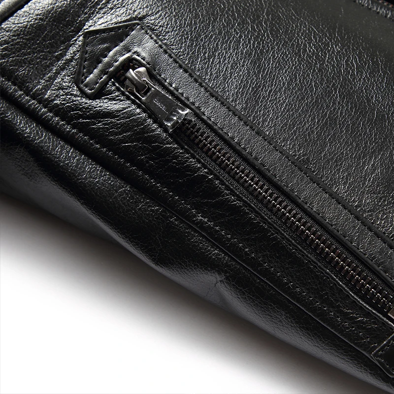 2018 мужские пальто из овчины Куртки натуральной кожи черная Повседневная Верхняя