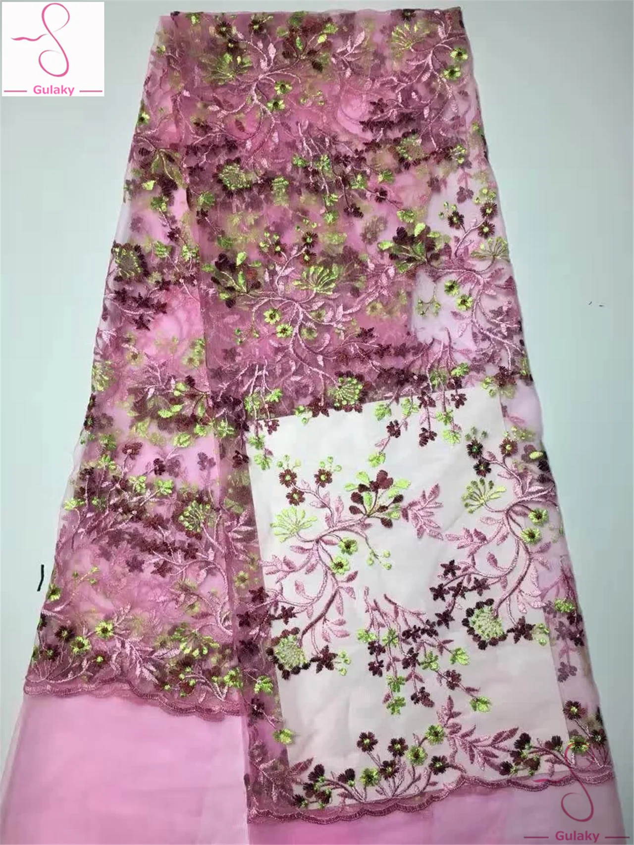 Wine Green African Lace Fabrics Tulle Beaded Dubai Market French Net Fabric DP097 |
