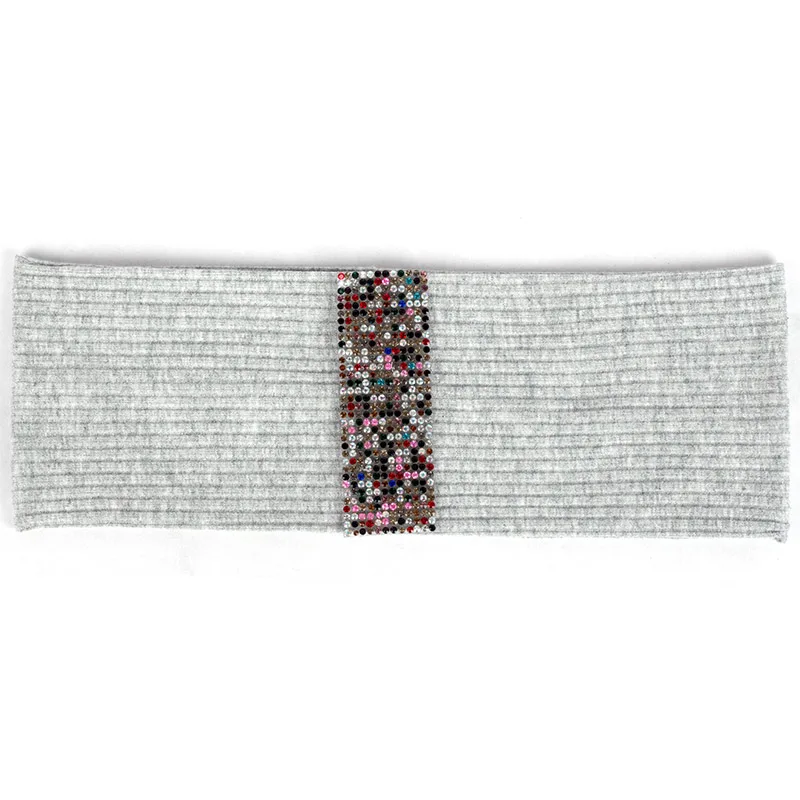 Light Gray Rainbow Женская рифлёная головная повязка красочные аксессуары из стразов Алмазная плоская эластичная повязка для волос для женщин Полосатый тюрбан DT794 - Цвет: Light Gray Rainbow