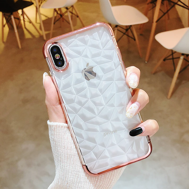 Роскошный металлизированный чехол для телефона iphone x 10 8 7 мягкий прозрачный из