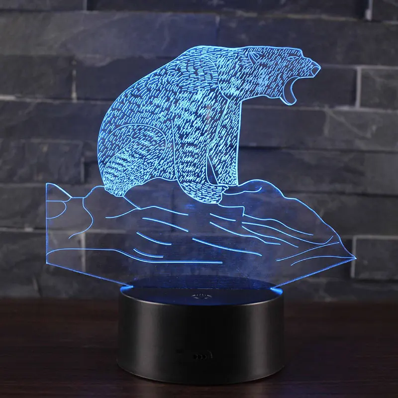 Polar bear theme 3D Lamp LED night light 7 Color Change Touch Mood Christmas present Dropshippping | Лампы и освещение