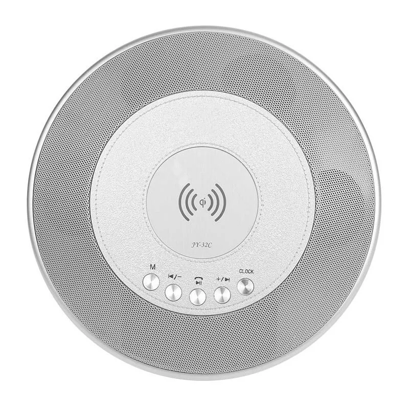 Серый NFC bluetooth динамик портативный громкий динамик Qi Беспроводное зарядное устройство для мобильного телефона FM радио с часами дисплей power Bank - Цвет: Серый