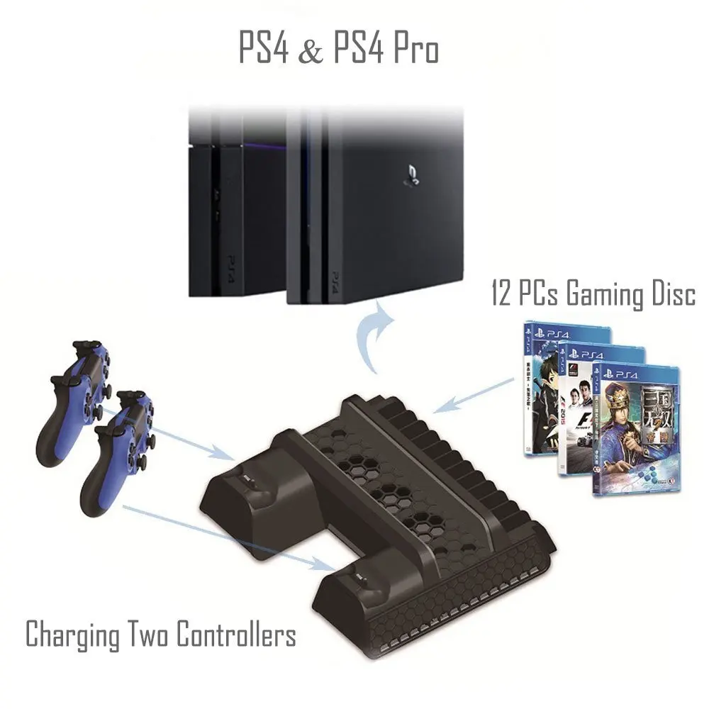 Вертикальный стенд с вентилятором для PS4 PS4/PS4 Slim/PS4 PRO вентилятор двойной