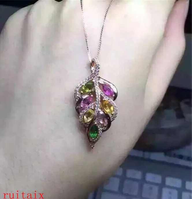 KJJEAXCMY boutique jewels S925 Серебряный кулон с натуральным турмалином + цепочка