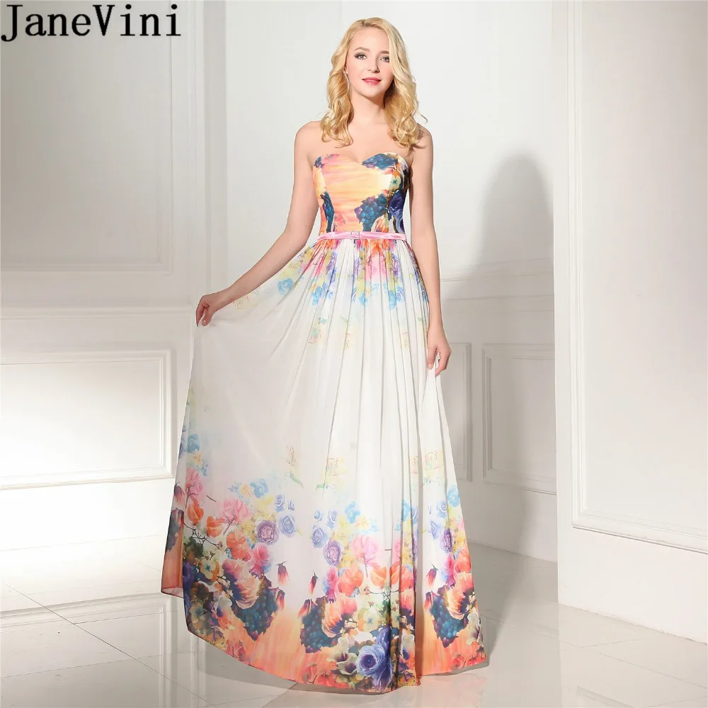 

JaneVini 2018 Colorful Ladies Wedding Party Dress Plus Size Sweetheart Floral Bridesmaid Dresses Long Formal Dress Floor Length